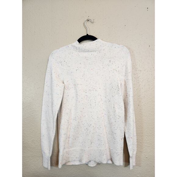 LOFT Women's White Multicolor Speckled Long Sleeve Mock Neck Sweater Size XS - Picture 3 of 7